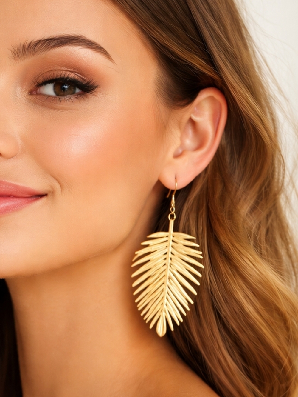 Chic 14k Gold Plated Tropical Leaf Earrings